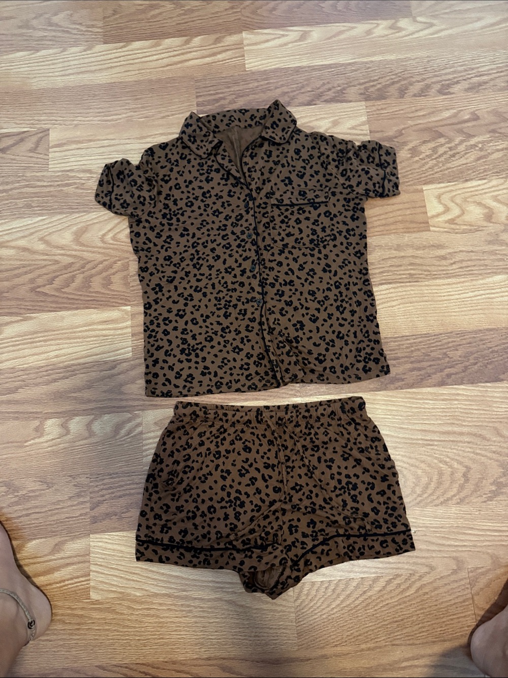 Auden Brown and Black Leopard Print Pajama Set